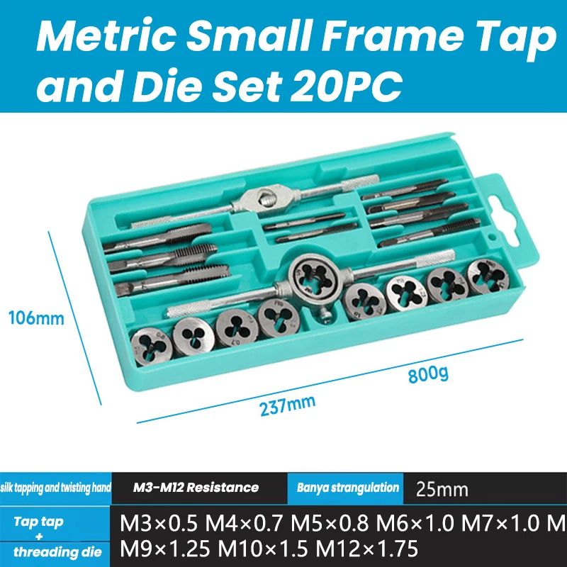 Metric Hand Tap Wrench and Die Set Screw Tap Drill Hand Plug Tap Wrench Threading Hand Tools Tap and Die Set