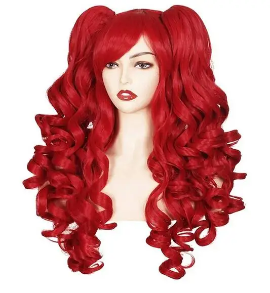 

Women Synthetic Hair Long Curly Cosplay Wig Halloween Wigs for Party with 2 Ponytails