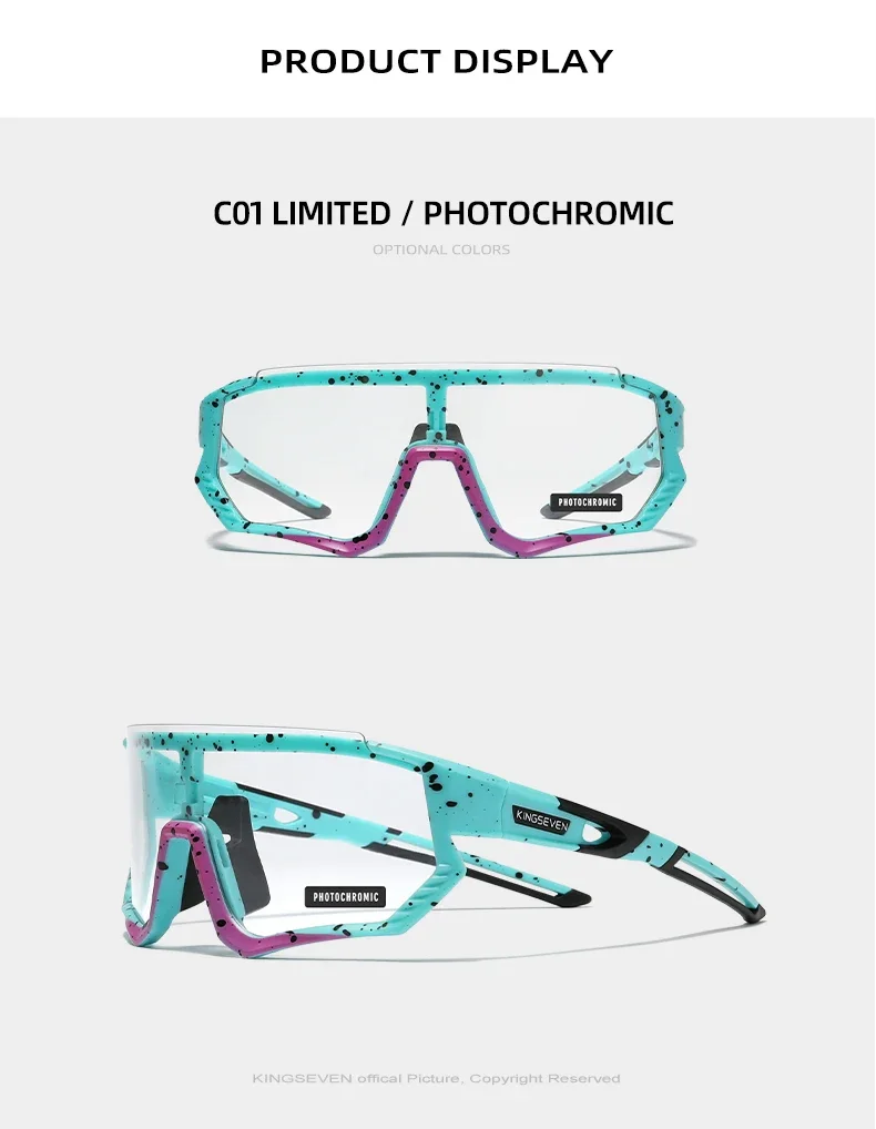 Kingseven photo chrome Fahrrad brille Anti-UV-Männer Fahrrad Fahrrad Sport Radfahren Sonnenbrille MTB Radfahren Klettern großen Rahmen – Detail 4