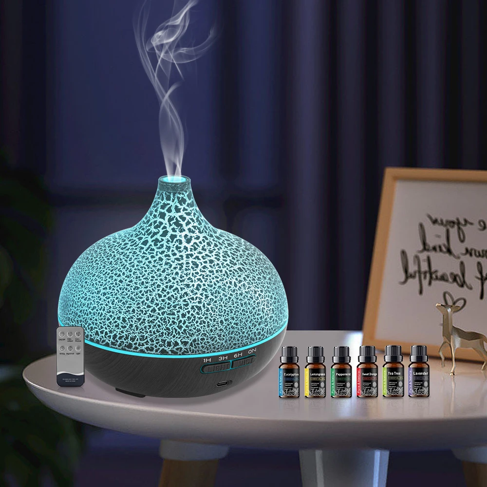 

Aromatherapy Diffuser Humidifier 550ml Ultrasonic, Crack Design, Auto Shut Off, Quiet for Home & Bedroom