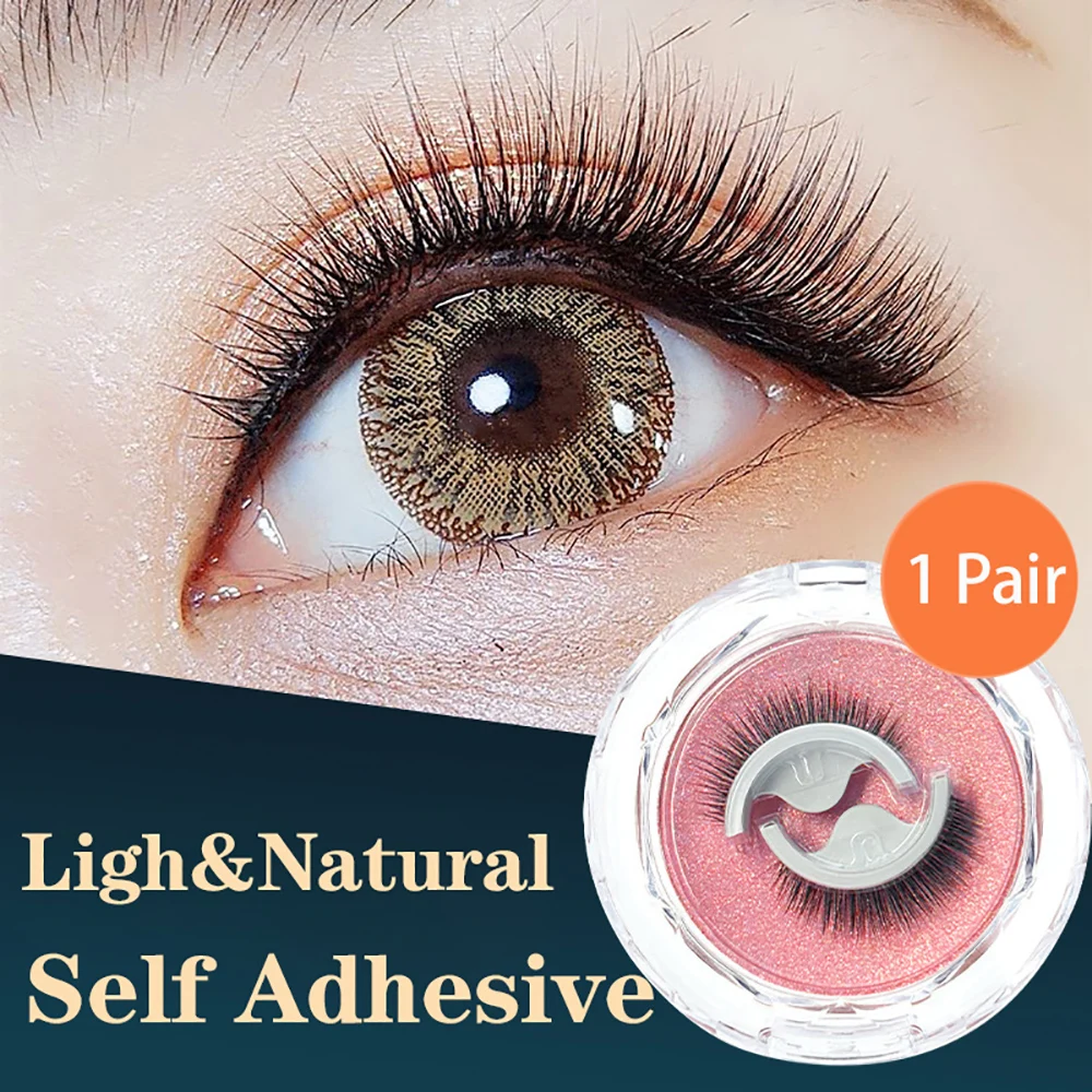 1Pair Glue Free Fake Mink Eyelashes No Residue On The Skin 3D False Eyelashes Reusable Natural Long Eyelash Makeup Self-adhesive