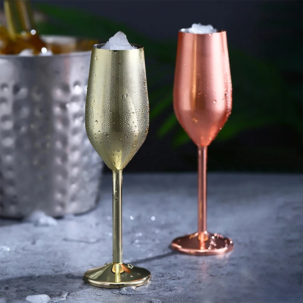 Stainless Steel Champagne Cup Wine Glass Cocktail Glass Creative Metal Wine Glass Bar Restaurant Goblet Home Bar Party Supplies