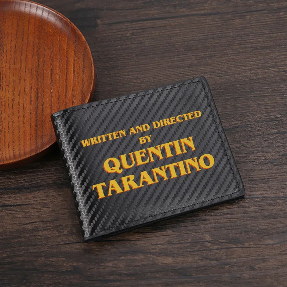 Text lettering Quentin Tarantino black background Men's Wallets Simple Business Modern Stylish Printing Design Gifts For Father