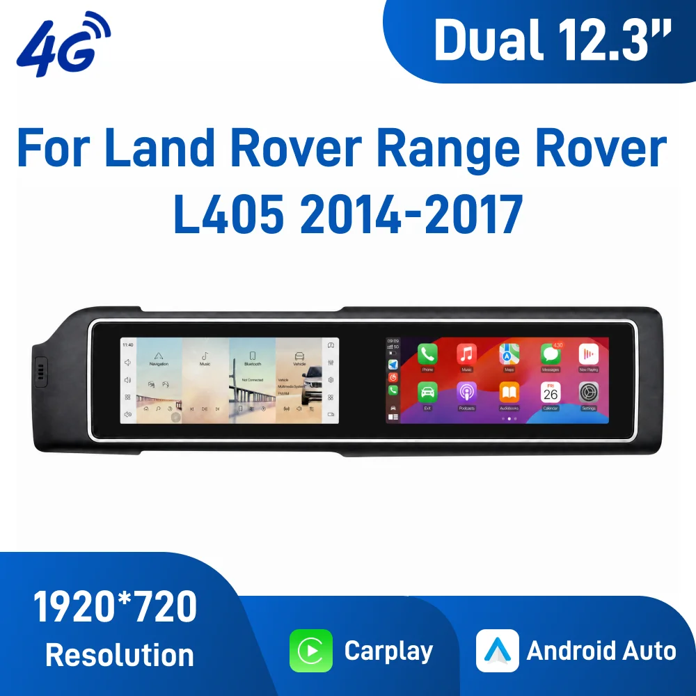 Dual 12.3 Inch Android Car Navigation for Land Rover Range Rover Vogue L405 2014-2017 Wireless CarPlay Android Auto 4G WiFi