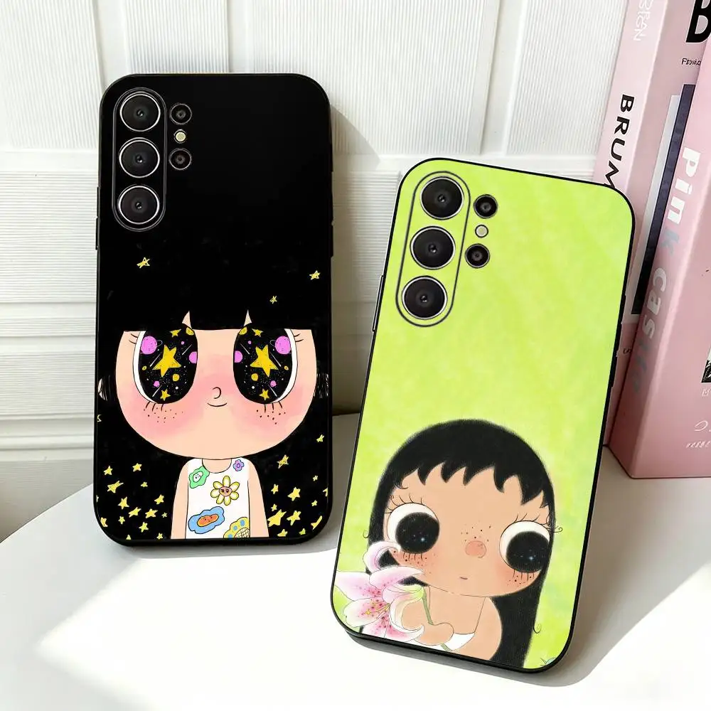 Little girl with star eyes Xiaoman  Black Soft Silicone Phone Case for Samsung Ultra S26, S24, S21, S22, S23, S30, Plus, Lite