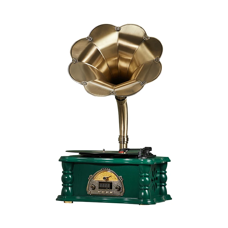 High Quality Wooden Style Vintage Vinyl Record Phonograph Player LP /FM/ USB /BT Music Retro Combo Turntable