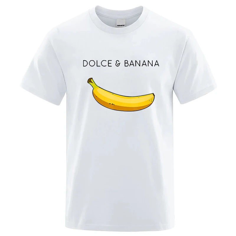 Zomer T-shirt voor heren, hoge kwaliteit katoenmix, grappige bananenprint, losse O-hals, korte mouwen, casual, heren T-shirt top