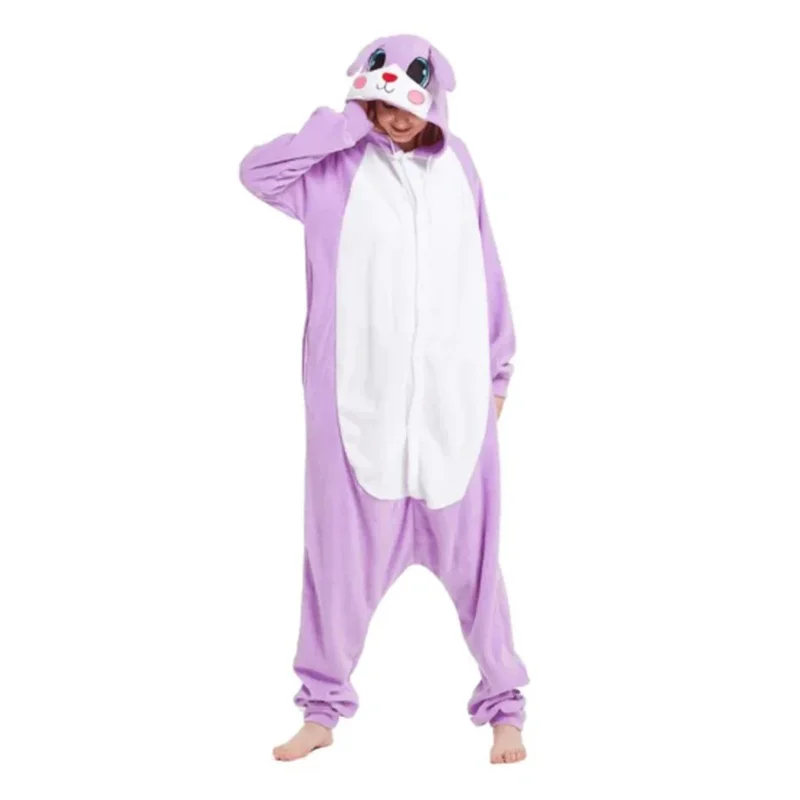 بيجامة حفلات جميلة للجنسين ملابس نوم دافئة للبالغين أزياء تنكرية على شكل أرنب Kigurumi ملابس منزلية