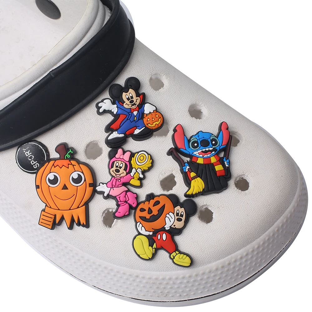 1pcs Halloween Stitch and Mickey Series Shoe Charms Accessories Shoe Decorations Fit Wristband Classic Clog Charms Party Present