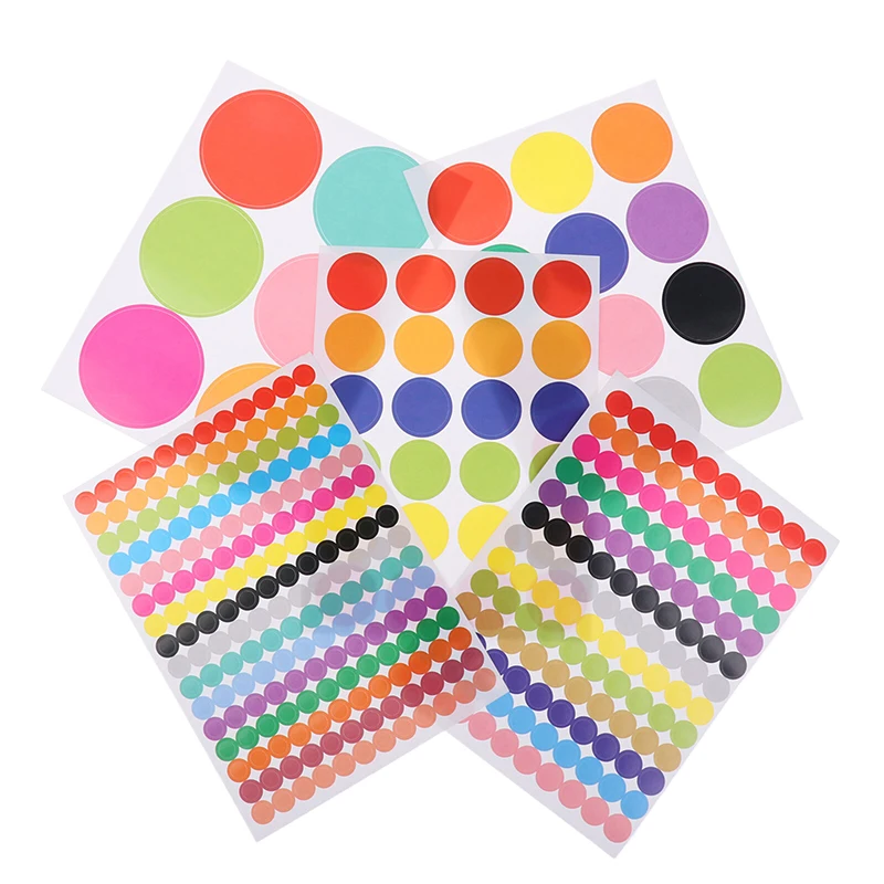 6-45mm Colored Dot Stickers 10 Sheets Polka Circle Office Classroom Party Decoration Toys Diary Decoration Marking Sticker