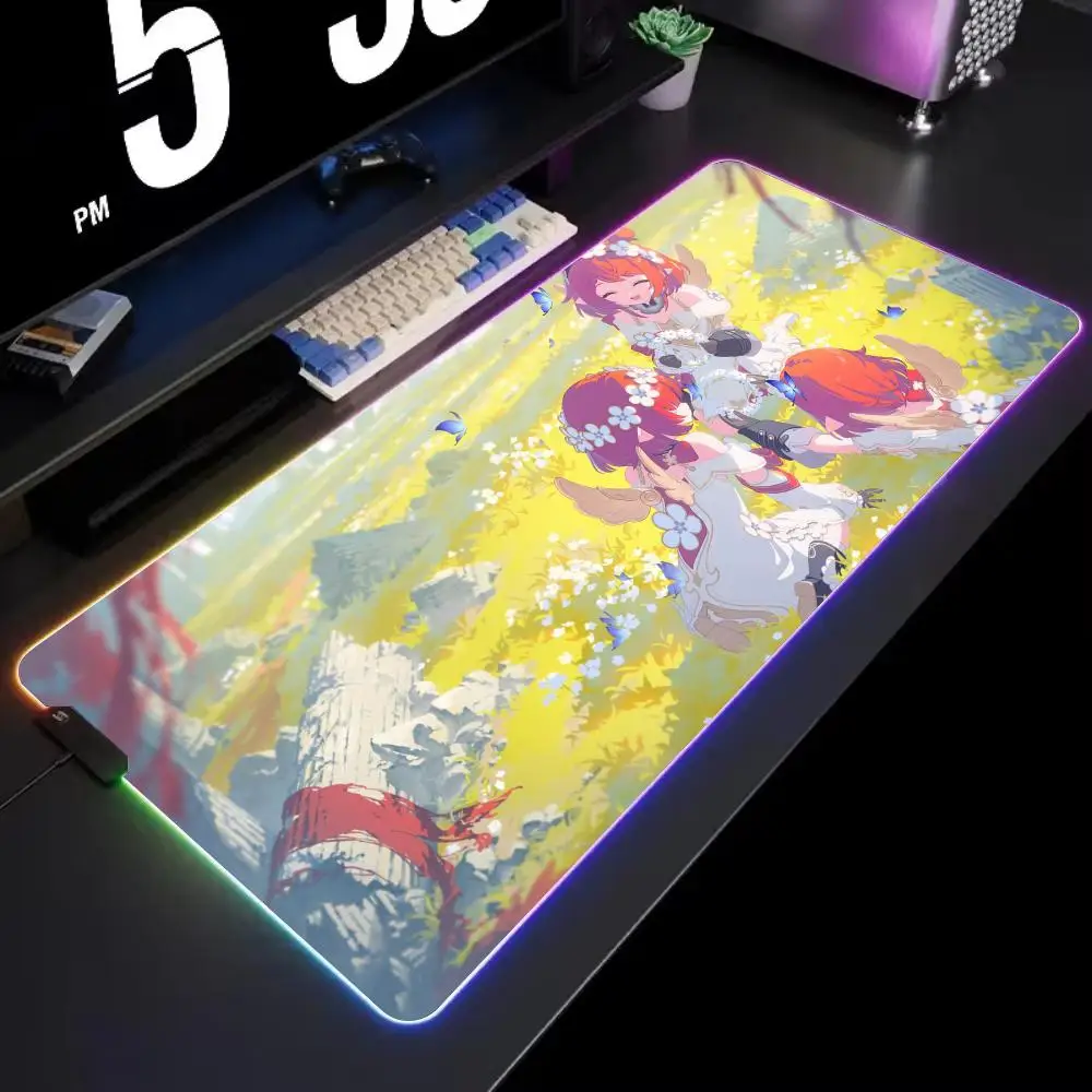 

Коврик для мыши Tribbie Mouse Pad Gamer RGB с подсветкой, LED-подсветка, аксессуары для геймеров, большой коврик для мыши