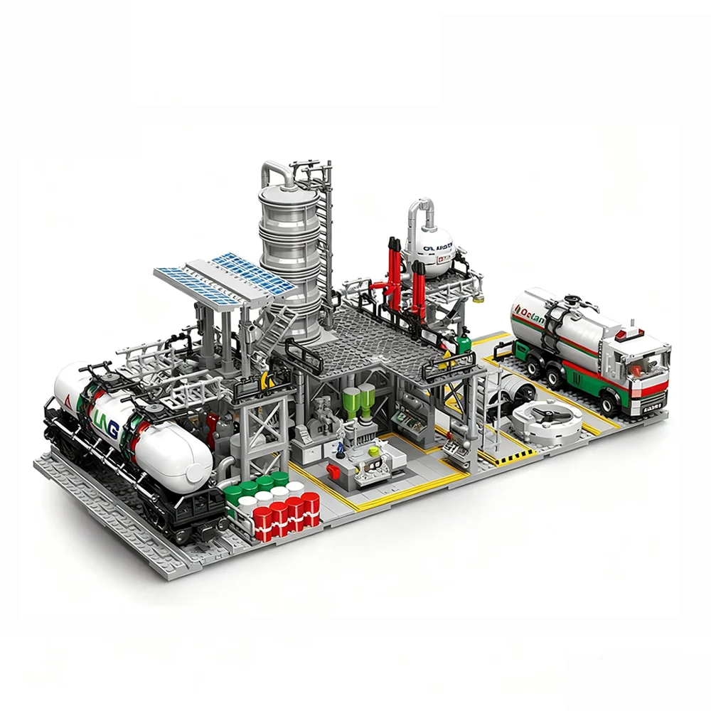 

2142PCS City Street View Building Blocks Natural Gas Storage Center Laboratory Transport Station 3 in 1 Assembly Model Kids Gift