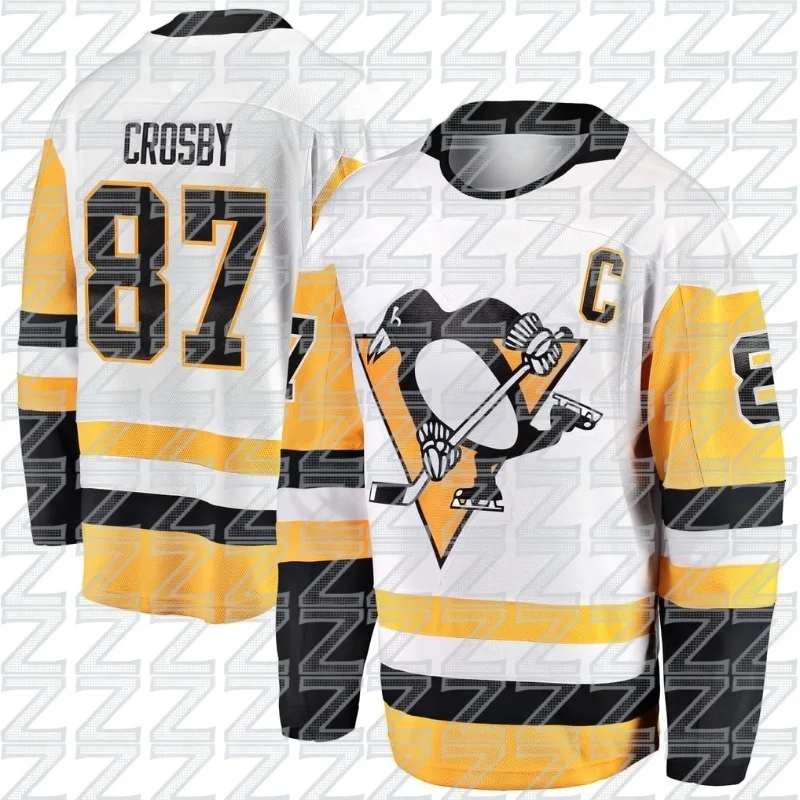 Chaqueta de hockey sobre hielo azul de entrenamiento de los Pittsburgh Penguins, chaqueta deportiva de manga larga de Crosby para hockey sobre hielo, estilo moderno.
