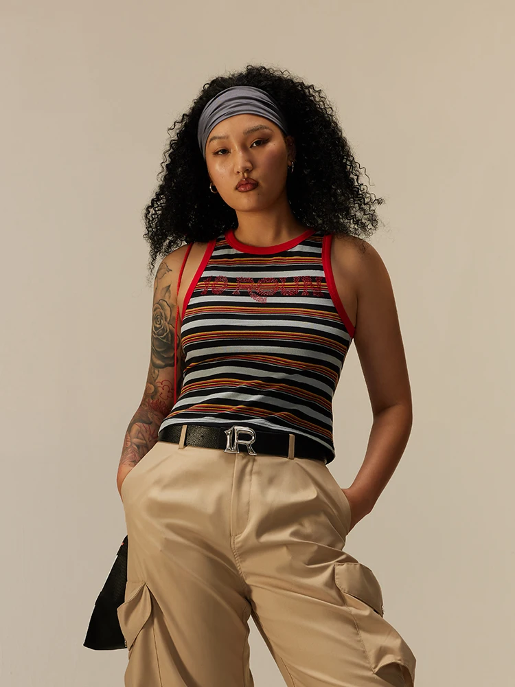 

Женский модный жилет-топ в полоску, приталенный крой, стандартная длина, для повседневной носки, новая коллекция