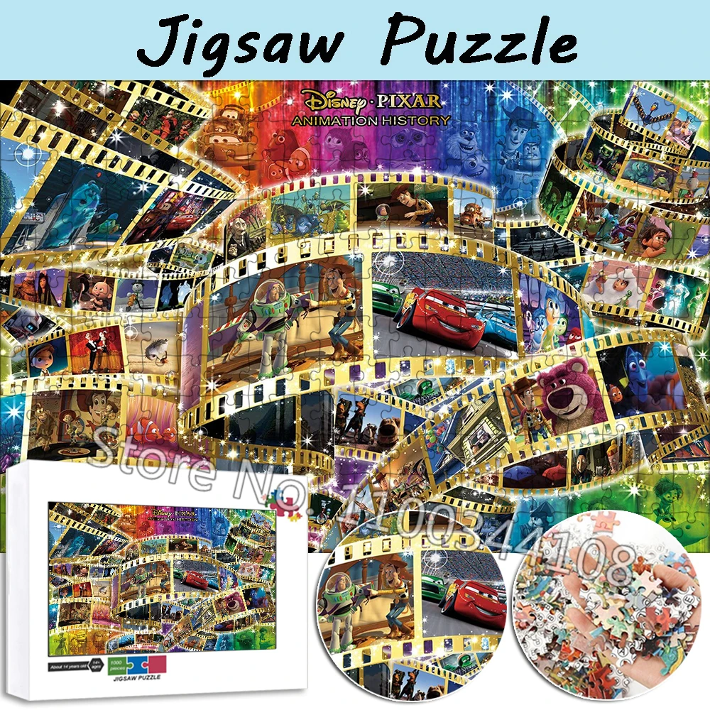 Disney Pixar Animation History Jigsaw Puzzle Cartoon Movie Cars Toy Story 300/500/1000 Pieces Puzzles for Kids Educational Toys