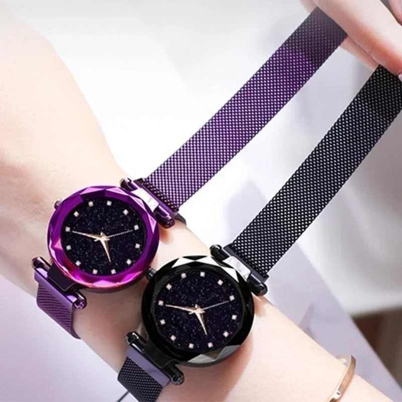 Luxury Starry Sky Watches Women Bracelet Rhinestones Quartz Watch Ladies Thin Steel Magnetic Buckle Wristwatch