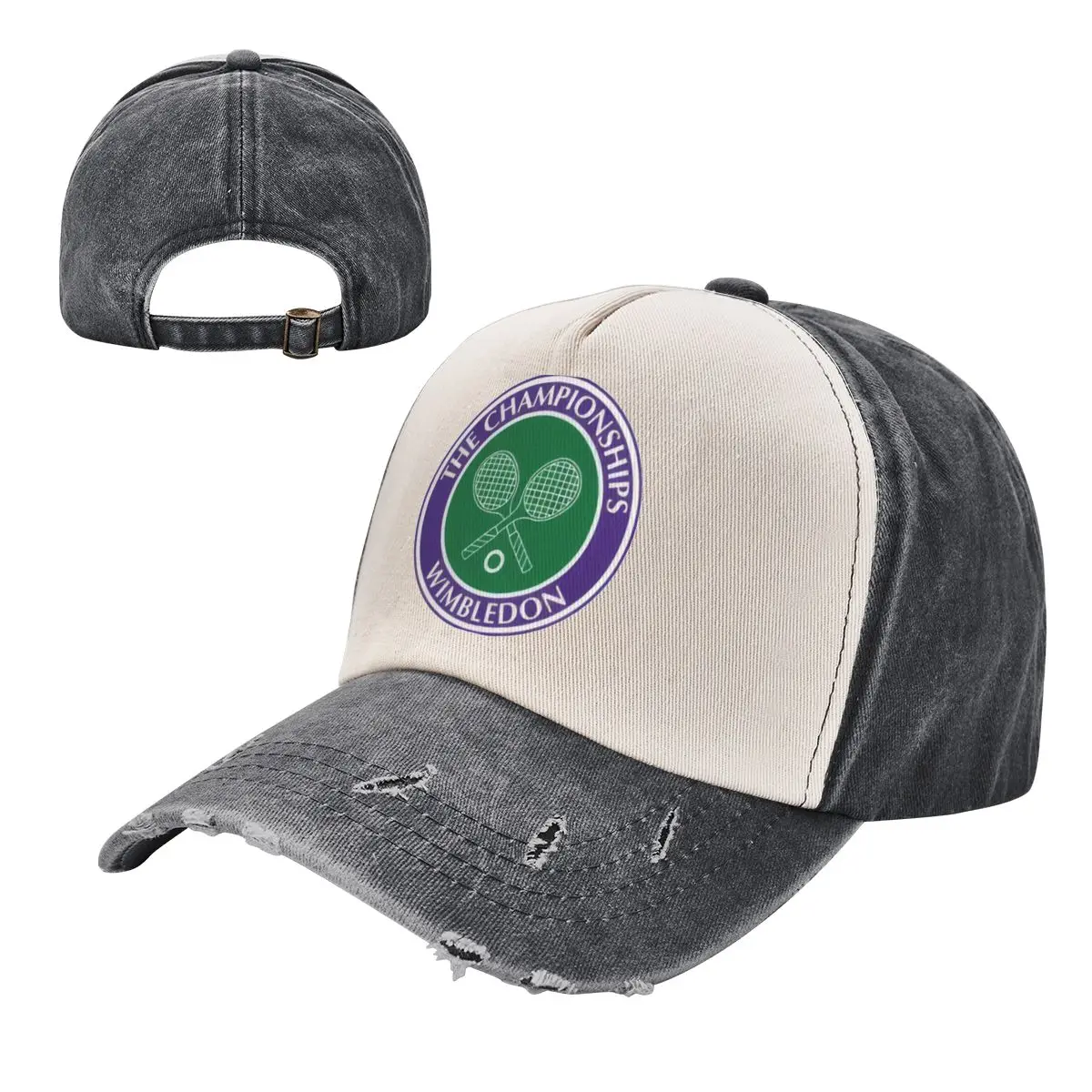 Unisex Fashion Wimbledon Camping Logo Washed Baseball Caps
