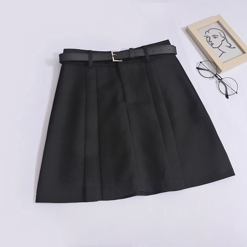 Nomikuma Sweet Cool Spicy Girl Pleated Short Skirt for Women's Fashion Versatile Spliced A-line Half Skirt with Belt