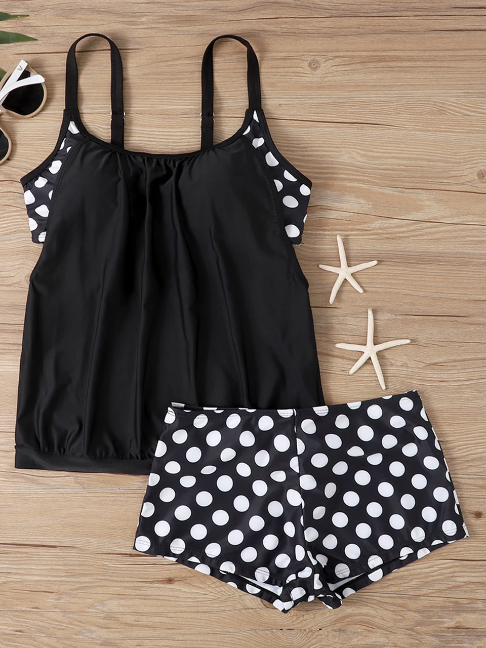 New Summer Women\'s Two Piece Colorful Dot Pattern Tankini Set Holiday Swimwear Female Bathers Bathing Swim Swimsuit Beach Summer