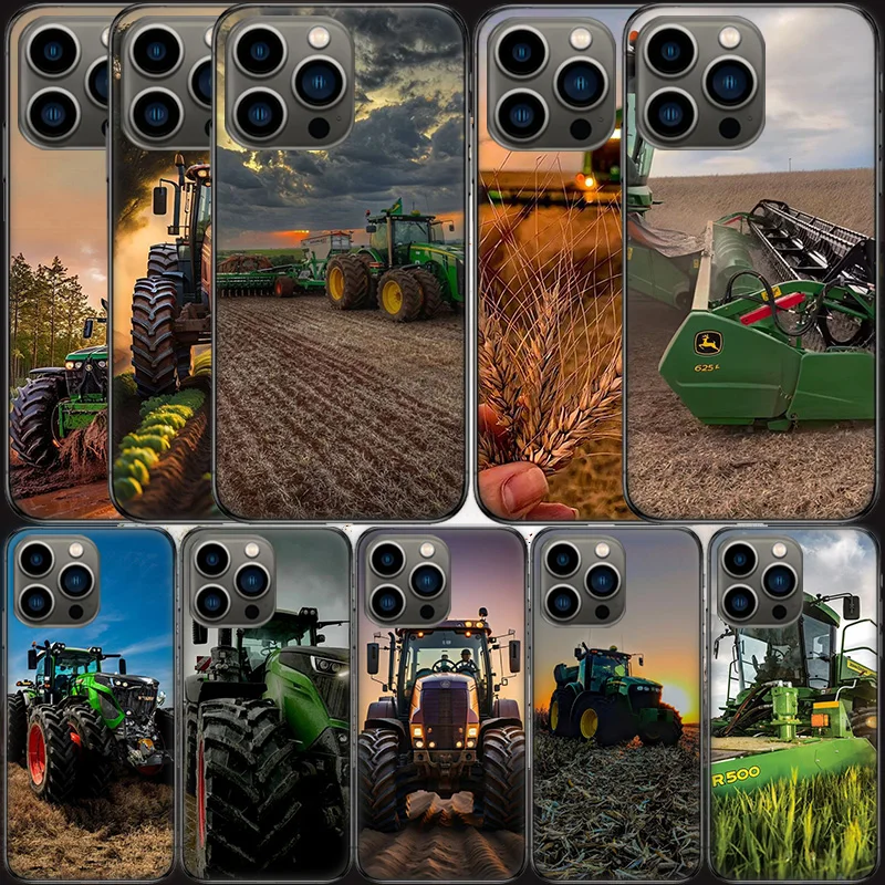 Farm Machinery Harvesters Phone Case For Apple Iphone 16 15 Plus Soft 13 12 Mini Cover 11 14 Pro Max Capa 8 7 SE Shell Coque Sil