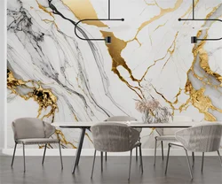 beibehang Customized gold marble environmentally friendly detachable self-adhesive peeling or non self-adhesive wallpaper