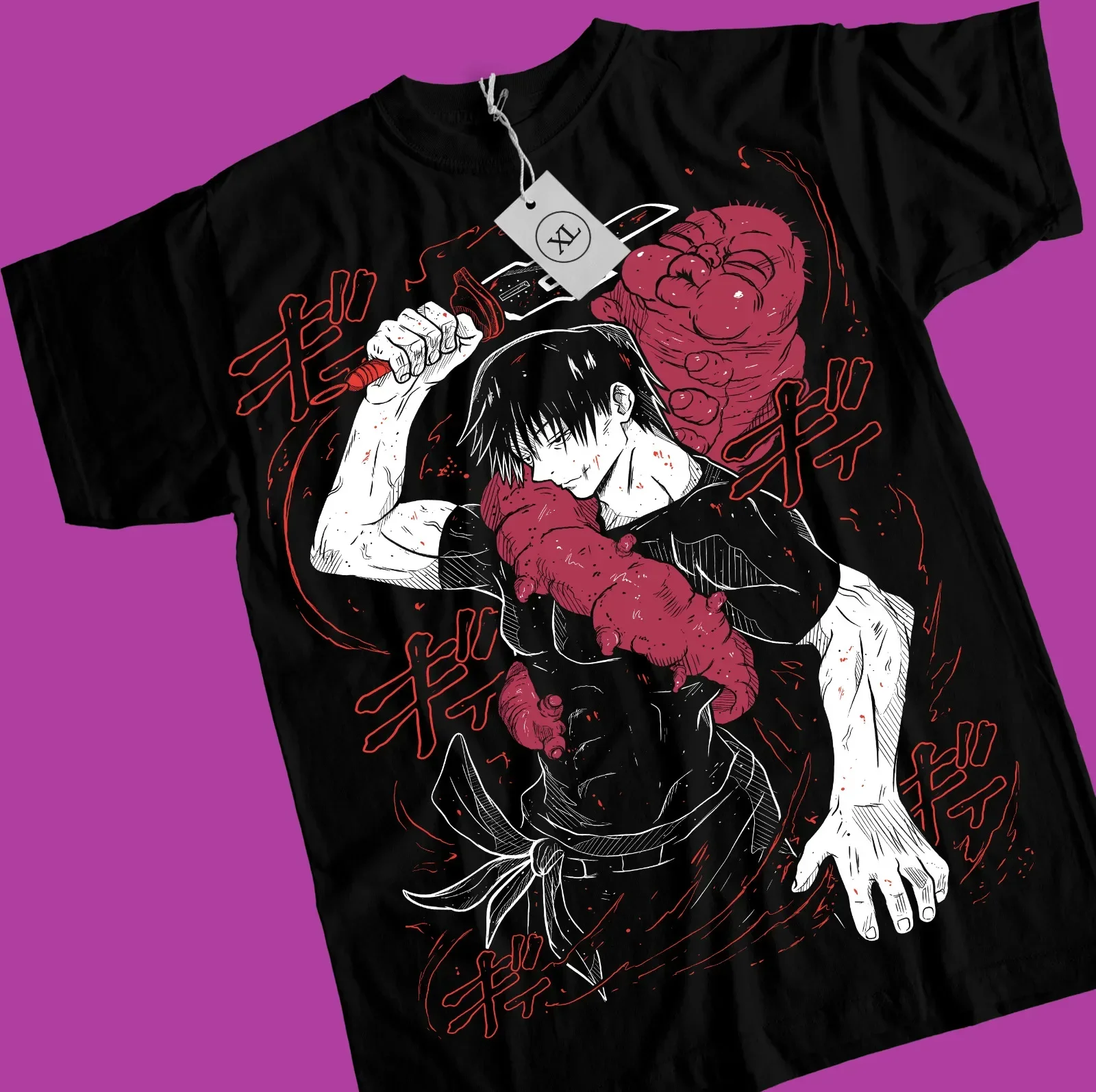 Anime Horror Jujutsu Kaisen Fushiguro Toji t-shirt nera manica corta tutte le dimensioni