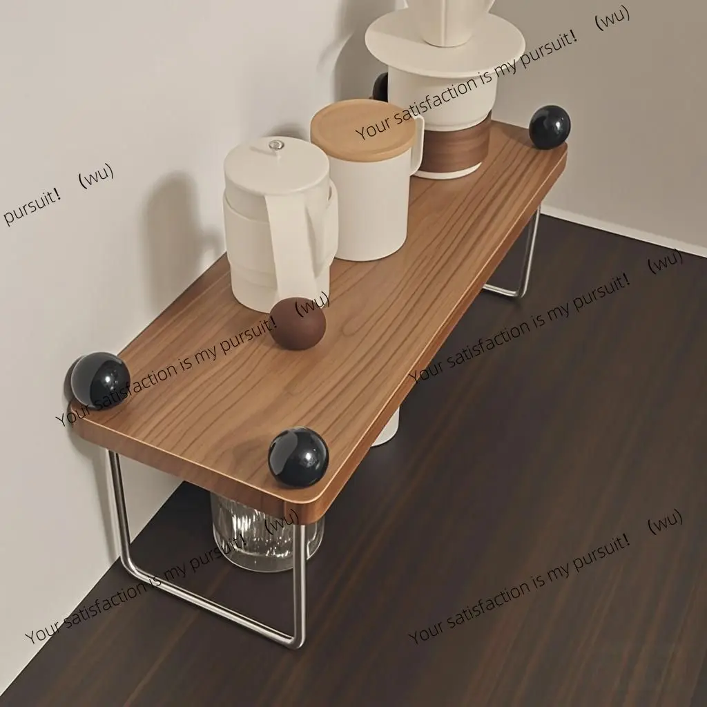 Picture 5: Shelf Cup Holder Coffee Cup Holder Solid Wood Desktop  Storage Medium Antique Stainless Steel Beer