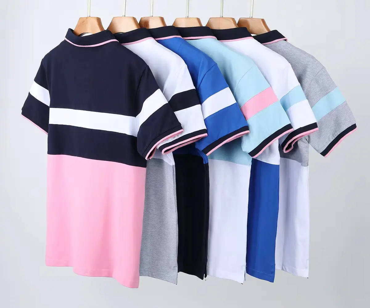 

Summer New Men's Polo Short Sleeves Fashion Embroidery On The Back Homme Tops 100%Cotton Plastics Logo French Polos Man Big Size