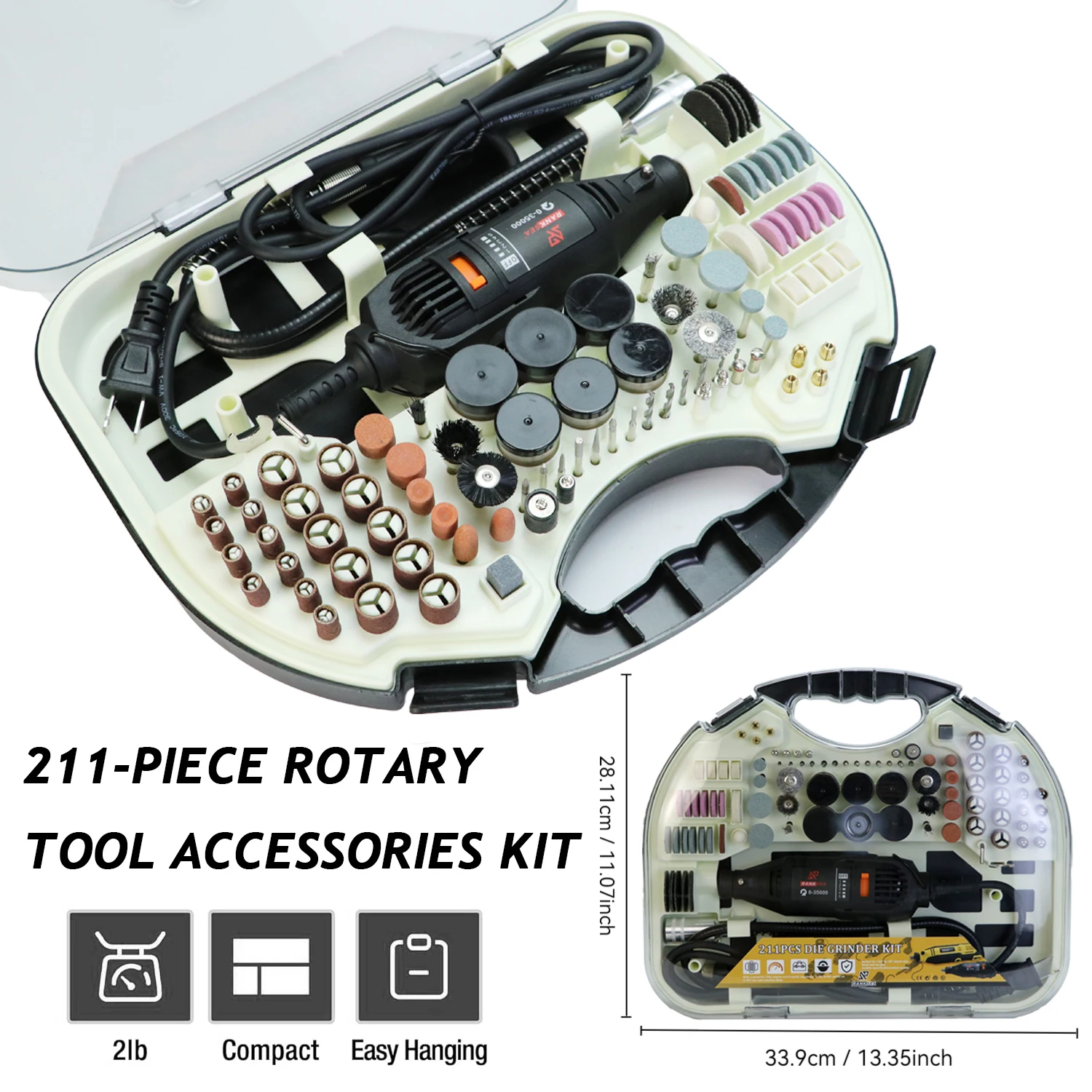 Rotary Tool Kit with Flex Shaft & Multifunctional Chuck, 43 Accessories, Power Multipurpose Set for DIY Creations, Perfect for Cutting, Sanding, Drilling, Polishing & Engraving