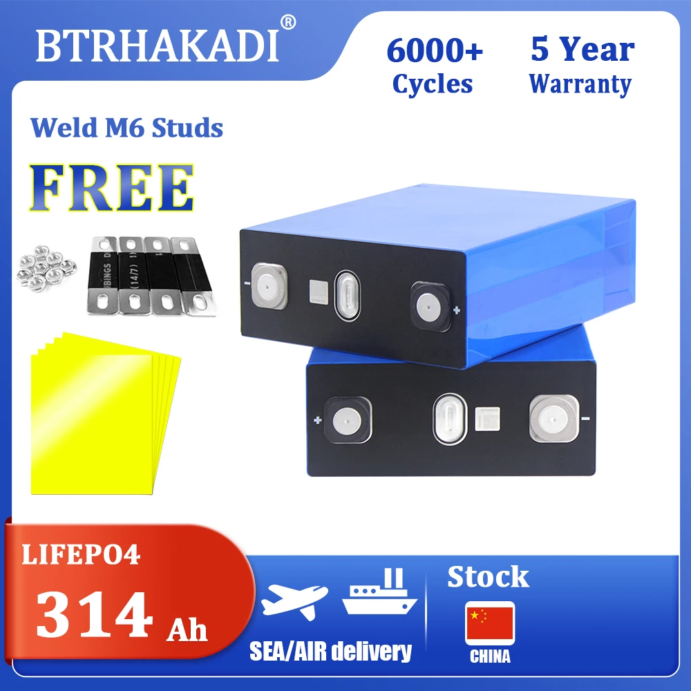 

HAKADI 3.2V Lifepo4 314Ah Original Rechargeable Prismatic Cell Long Cycle High Capacity For Solar Wind System BESS 4-16PCS