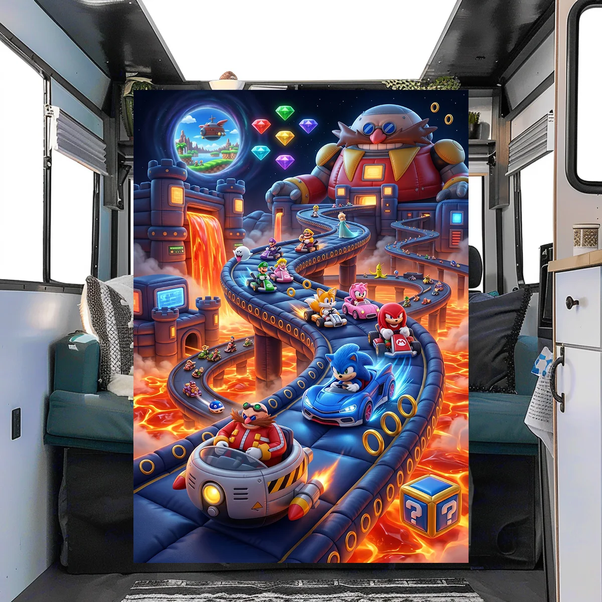 Sonic the Hedgehog  Warm Comfortable Printed Flannel Blanket Ideal for Bedrooms Sofas Beds Chairs Picnics Travel YUN6514