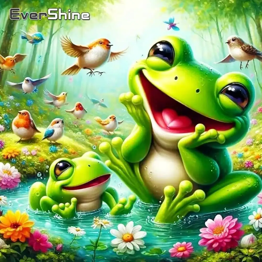 Evershine Diamant Malerei Frosch Tier Mosaik Vogel Geeignet für Anfänger Blume Diamant Stickerei Cartoon Dekor für Zuhause