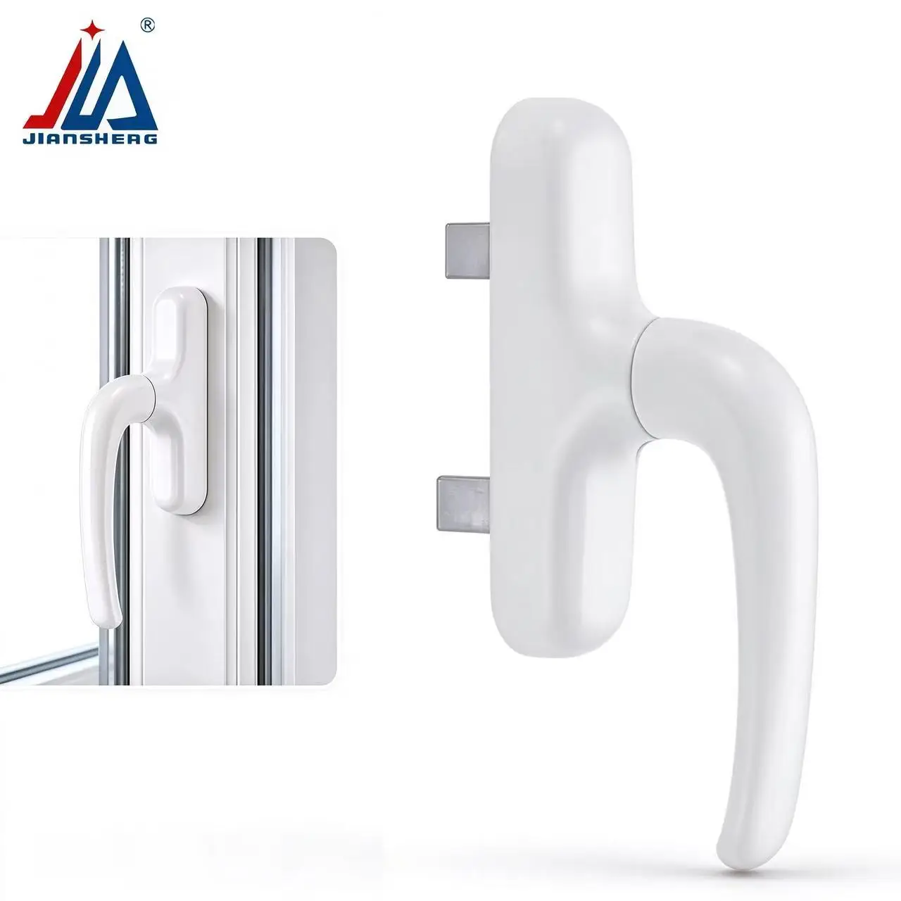 Aluminum Alloy Tilt and Turn Window Handle with Double Fork Connector, Replacement Lever for Aluminum PVC UPVC Casement Windows