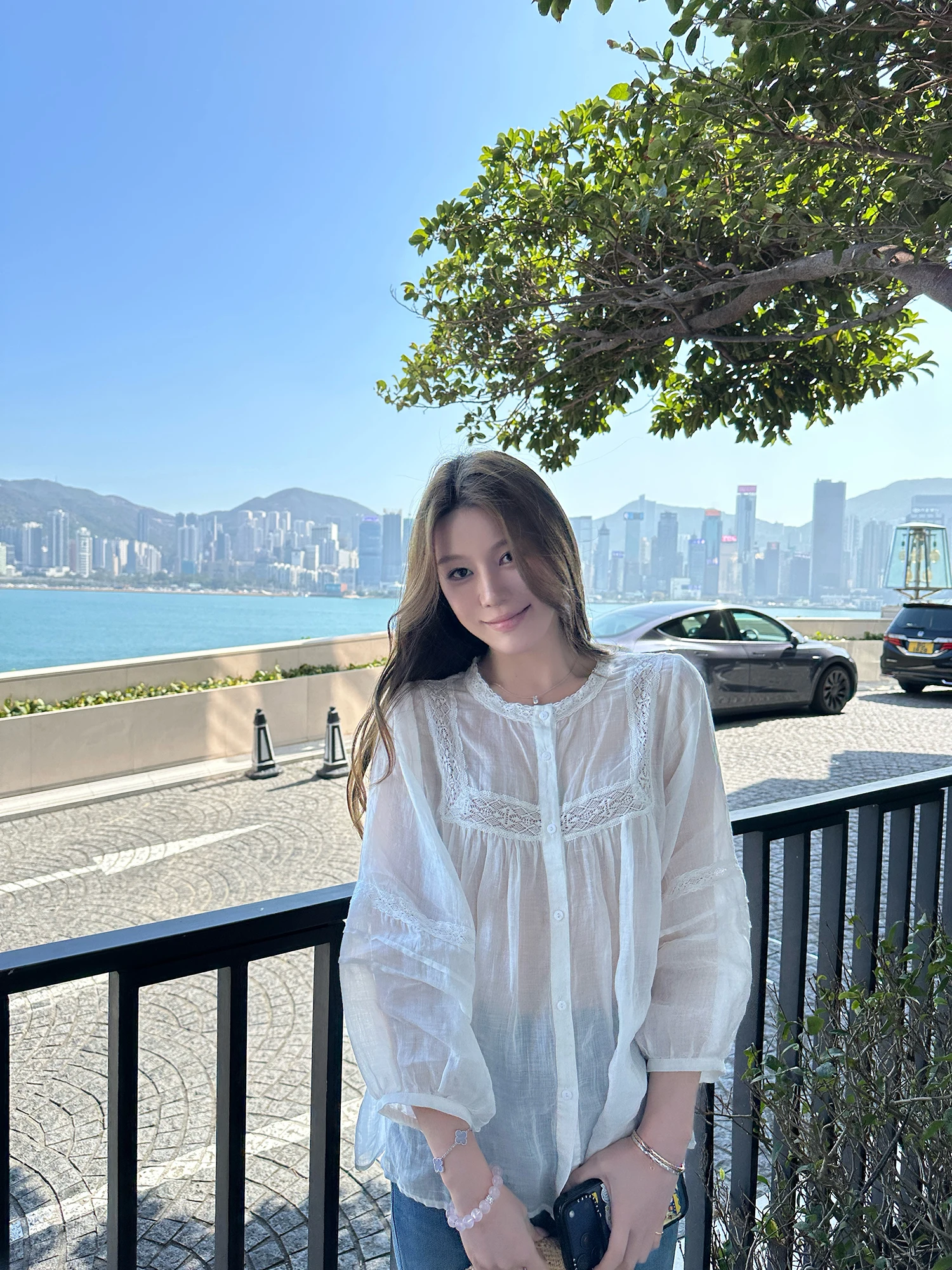 

Женская модная рубашка Dibaoxi из 100% льняного кружева в повседневном стиле, с круглым вырезом, на пуговицах, для весенне-осеннего сезона