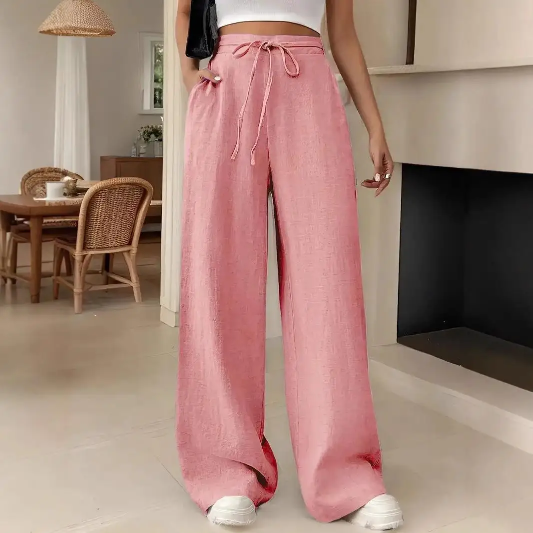 High Waist Slimming Drapey Wide Leg Pants Casual Women's Summer New Style Cross-Border Loose Fit Trousers for Middle-Aged Women