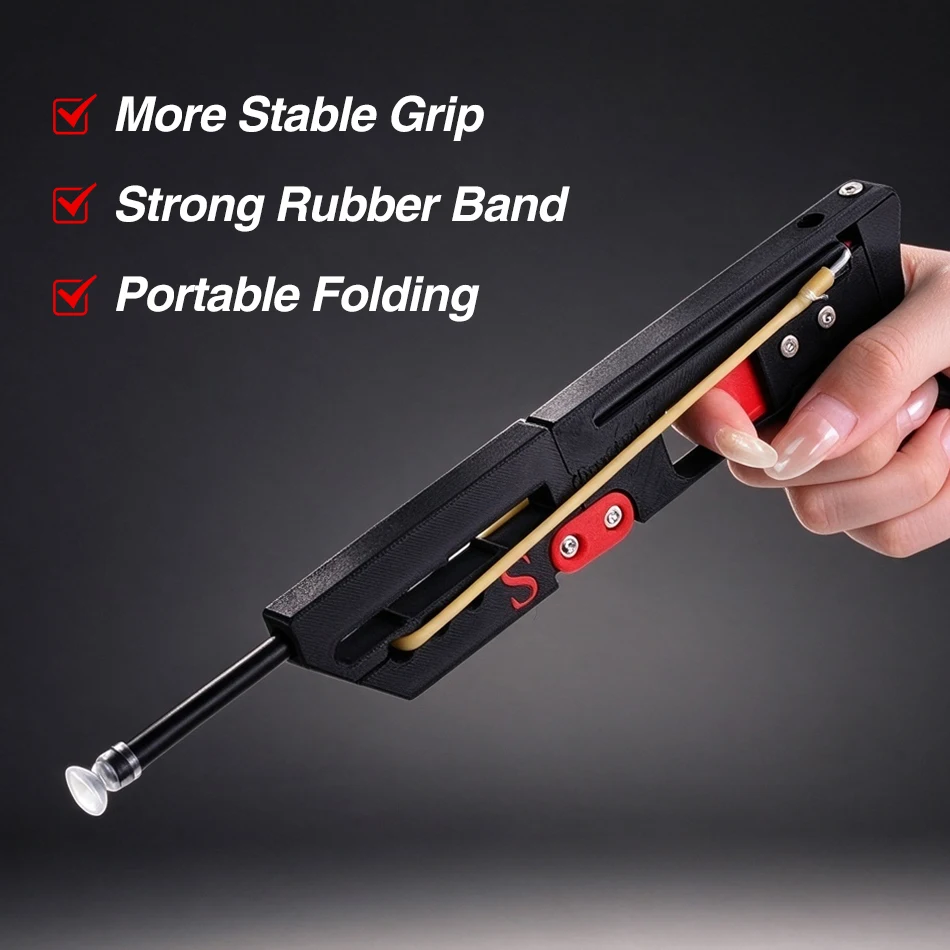 Foldable pocket slingshot with 10 suction cup arrows and large capacity magazine, card slingshot, compact adult targeted shootin