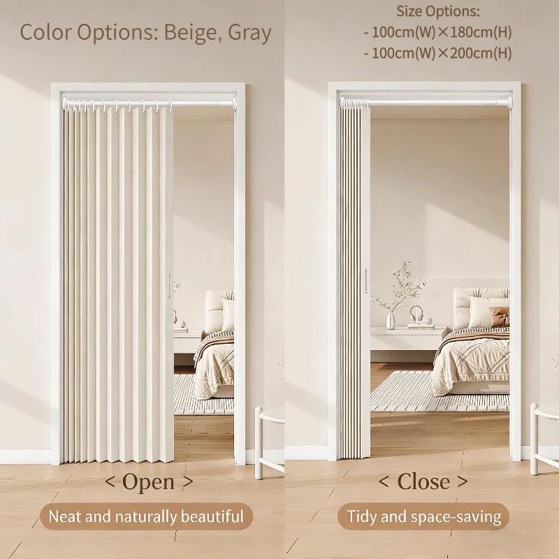 1PC Stylish Elegant Folding Door Curtain No Punching Design Home Decor Privacy Better Space Partitioning.