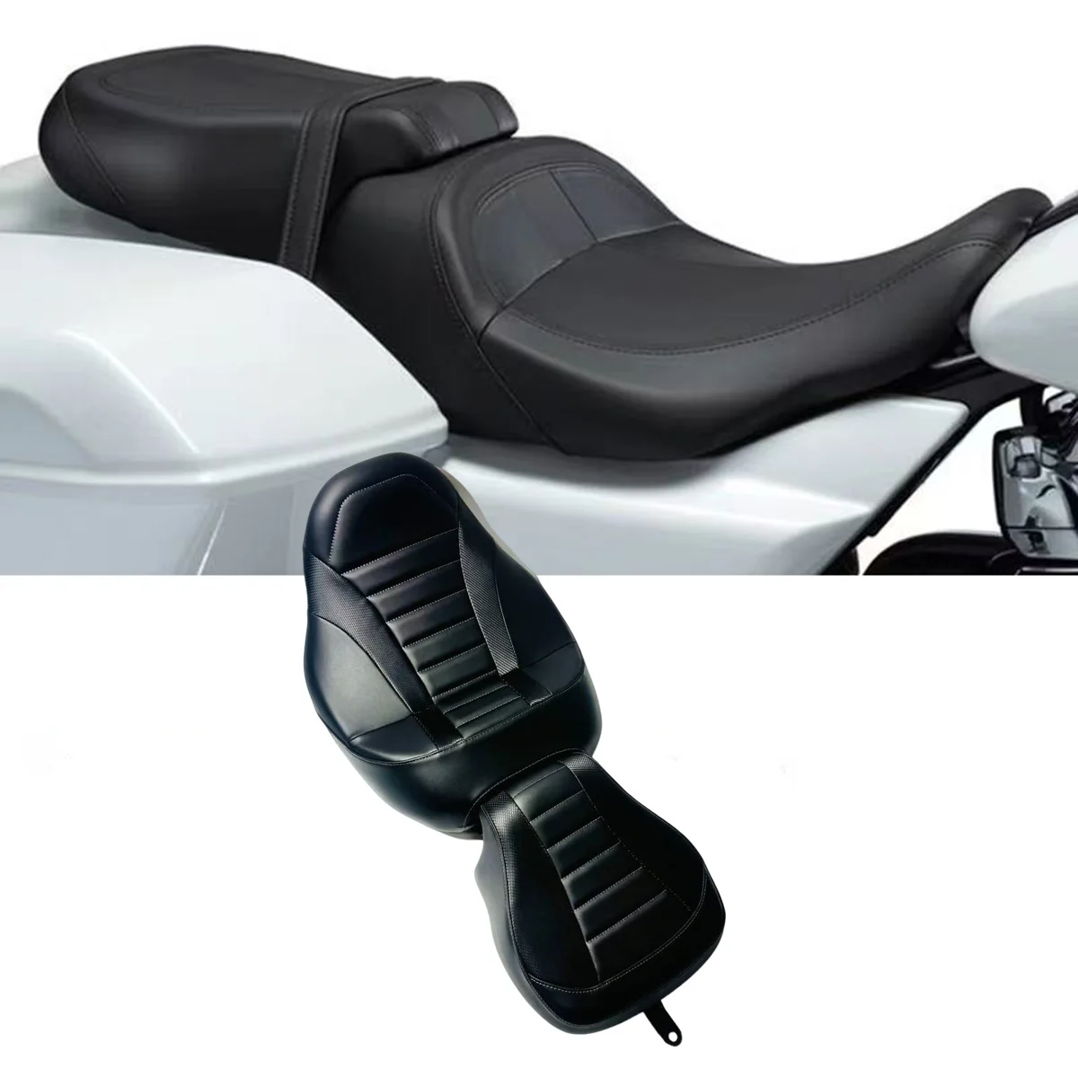 

Motorcycle Detachable Driver Passenger Seat 2-Up Leather Seat Fits for Harley 2024 Street Glide CVO Electra Glide 121 117