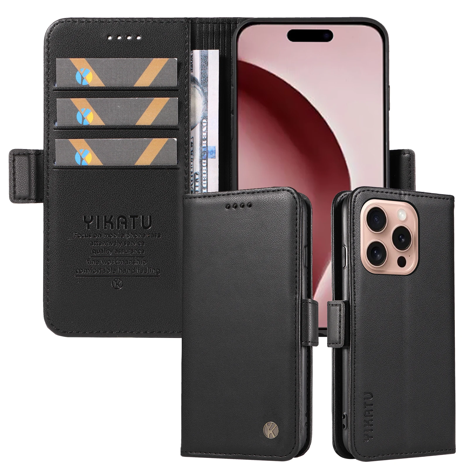 Полностью матовый кожаный флип-чехол из ТПУ, подходит для iPhone 16 16E Pro/Pro Max iPhone 17 17Air Pro/Pro Max, двойной складной процесс