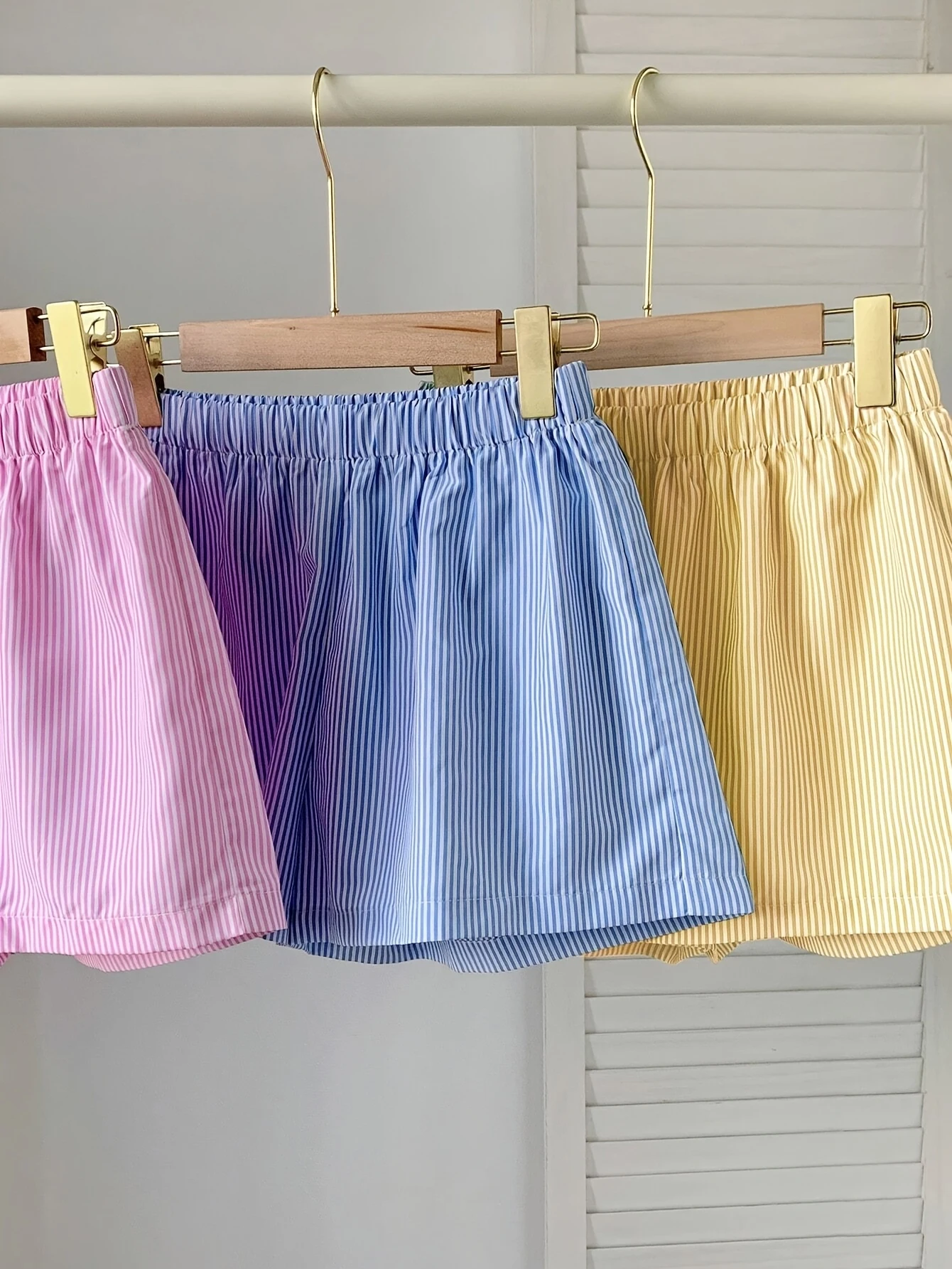 3-Piece Children's Girls' Vertical Striped Elastic Waist Flared Casual Mini Skirt Summer School Style Daily Beach Casual Pants