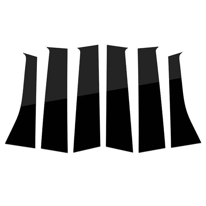 6Pcs Car Pillar Trim Cover Stickers Exterior Parts For Mitsubishi Outlander 2013-2021 Auto Door Post Window Column Glossy Black