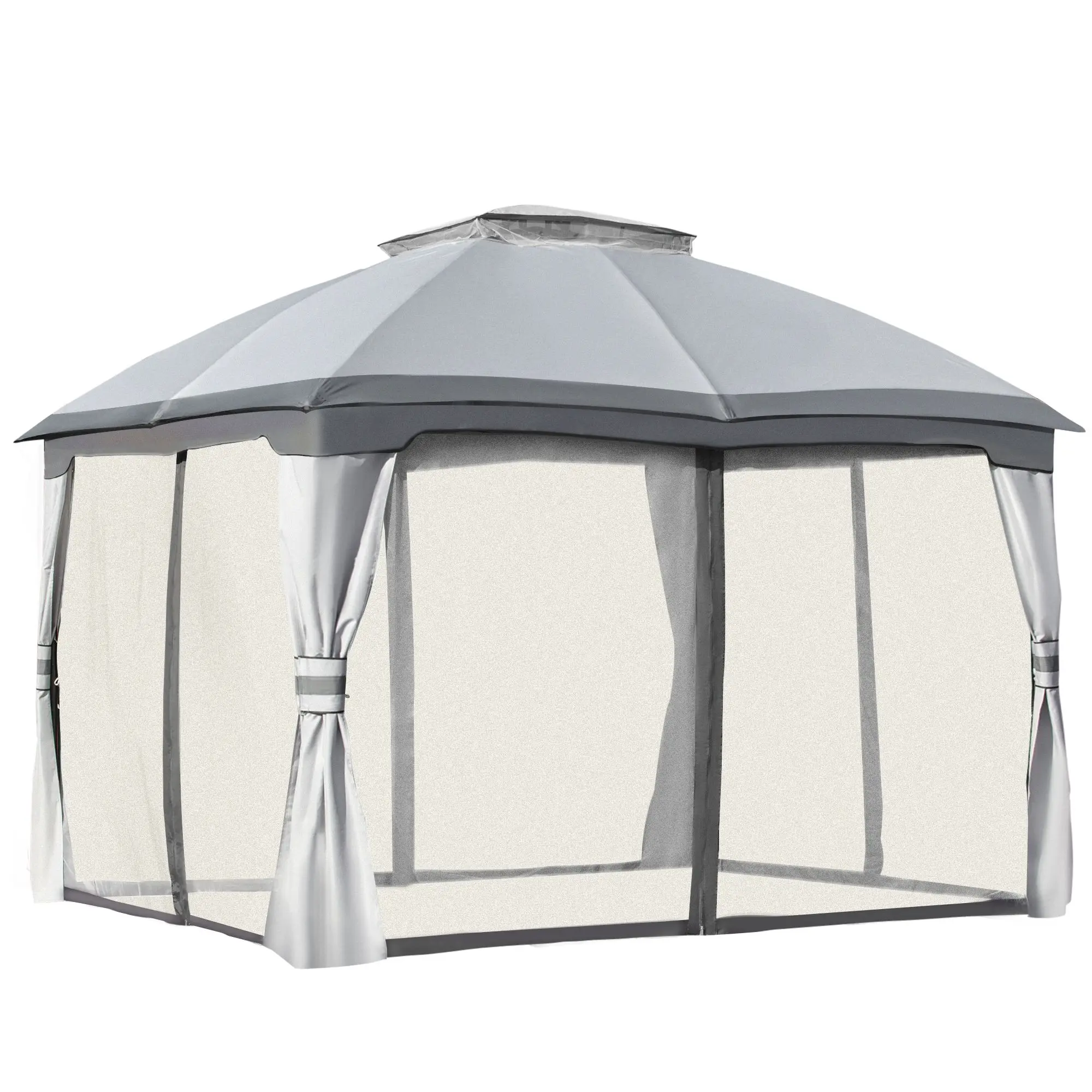 

For Outsunny 10x12 Gazebo, Vented Canopy, Zippered Sidewalls, Steel Fram, Gray