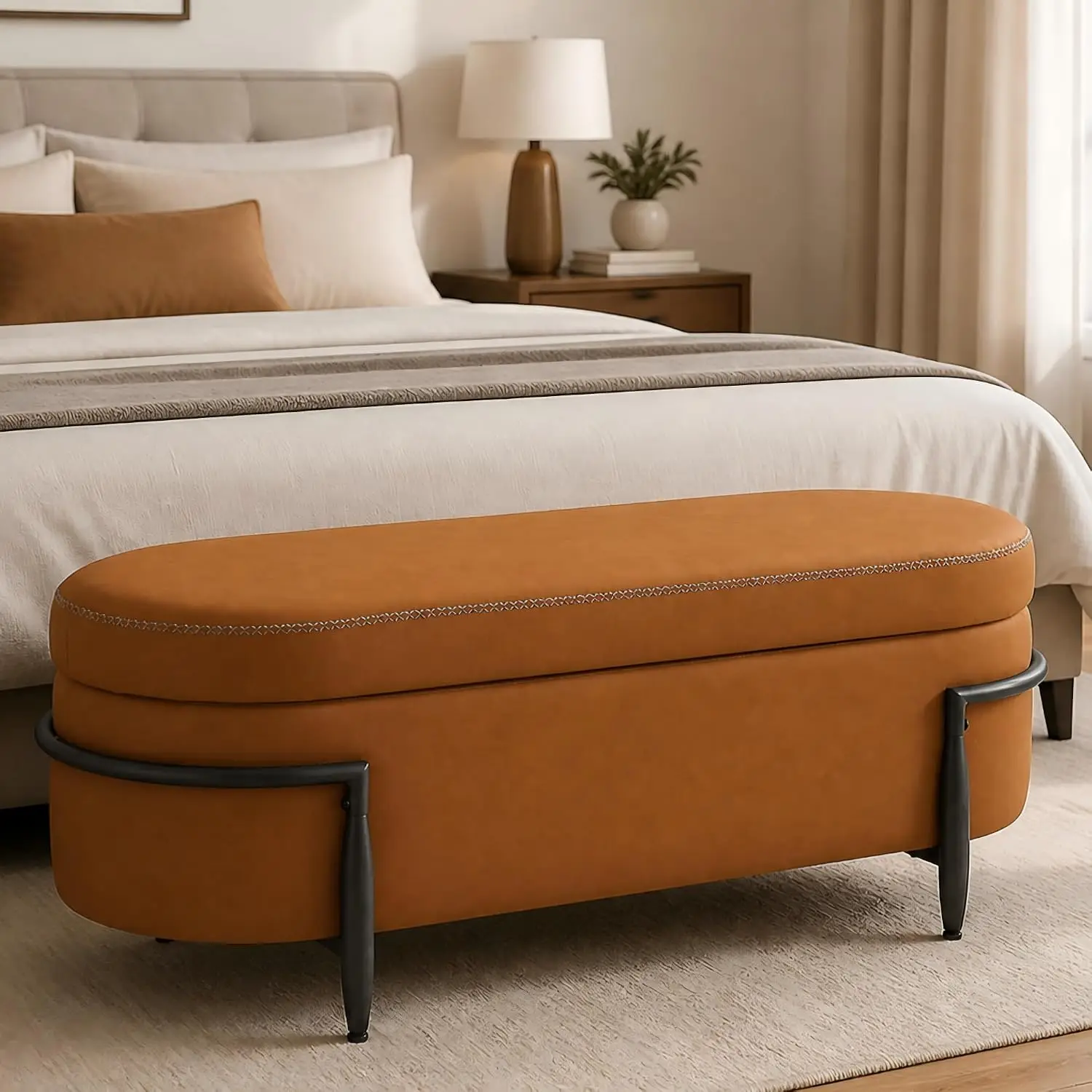 Storage Ottoman Bench End Bed Chest Tufted Velvet Lift Top 42.7