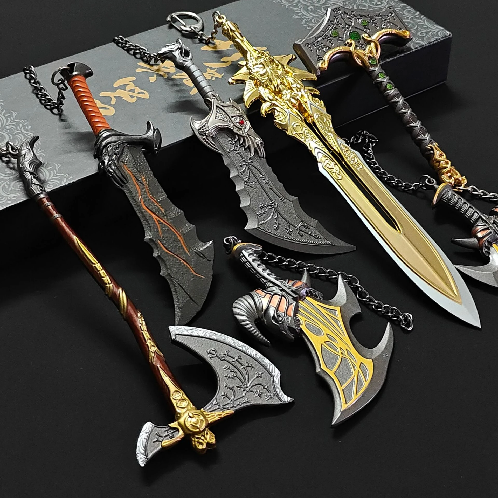 God of War Game Replica Metal Sword Model Set Kratos Shield Action Figure Accessory Retro Collectible Desktop Decorations Gift