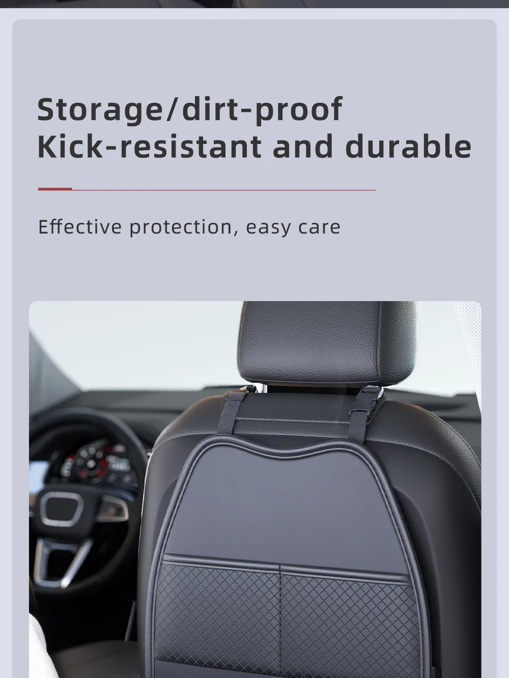 Autositz-Kick-Proof-Pad mit Taschen, PU-Leder, Schutzabdeckung für die Rückenlehne des Autositzes, multifunktionaler Tablet-Halter für Kinder – Detail 5