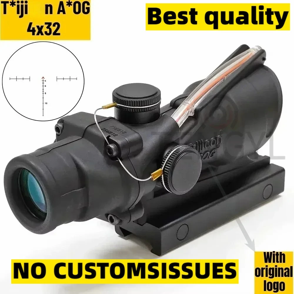 

Hunting A*OG 4x32 Fiber Illuminated Red Chevron Scope with Killflash and Embossed Logo Rifle Scope Ar 15