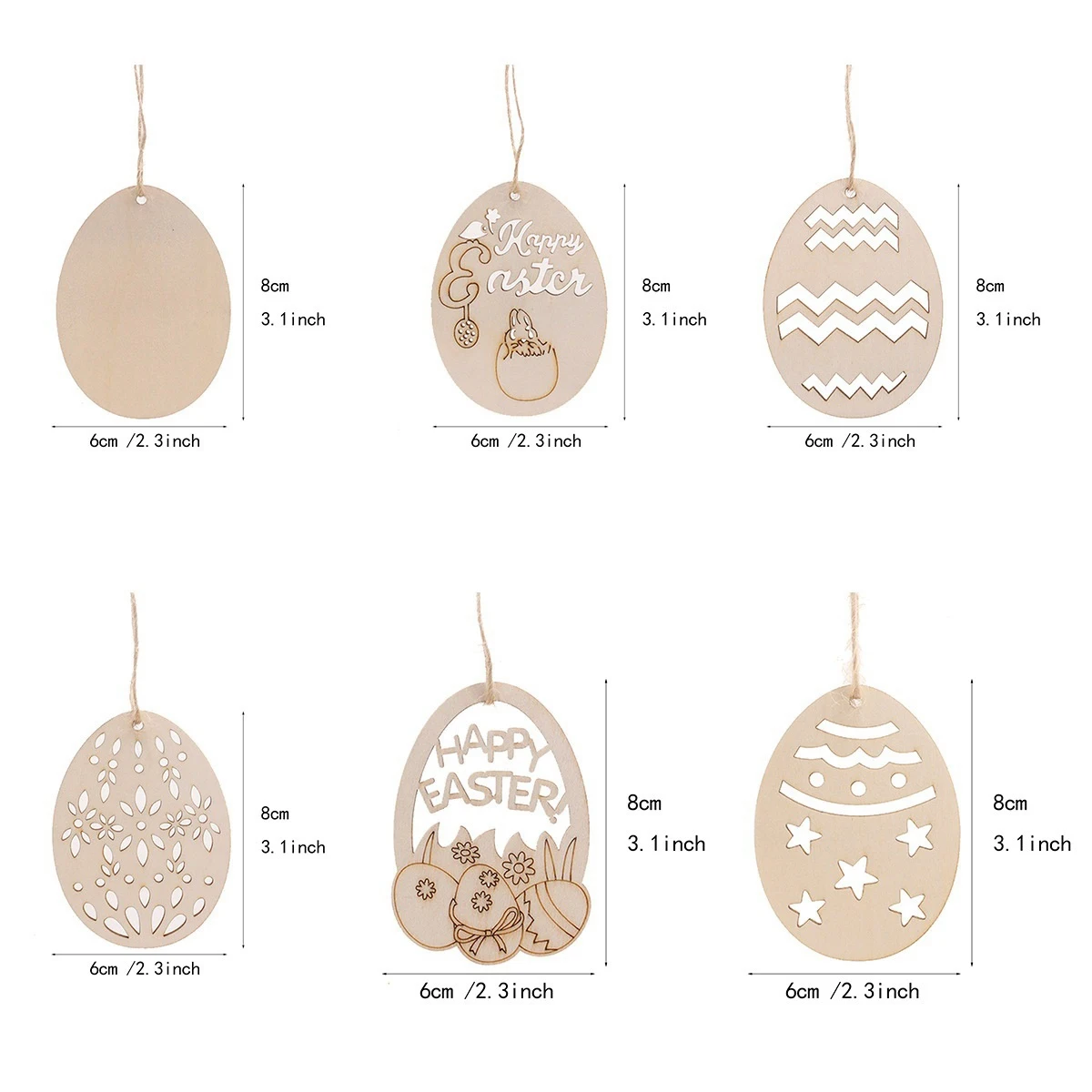 20Pcs Frohe Ostern Holz Anhänger Bunny Ei Küken Blume Hängen Ornament mit String Home Party Decor DIY Malerei D ST