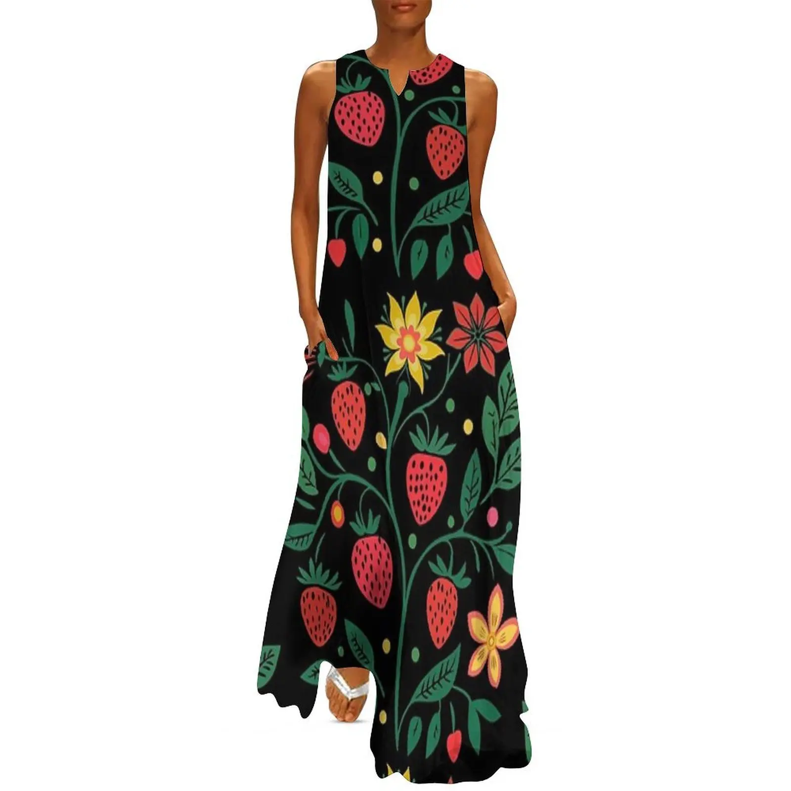 

Ojibwe Flowers And Strawberries Long Dress elegant women's dresses sale party dresses woman sexy short dresses daring