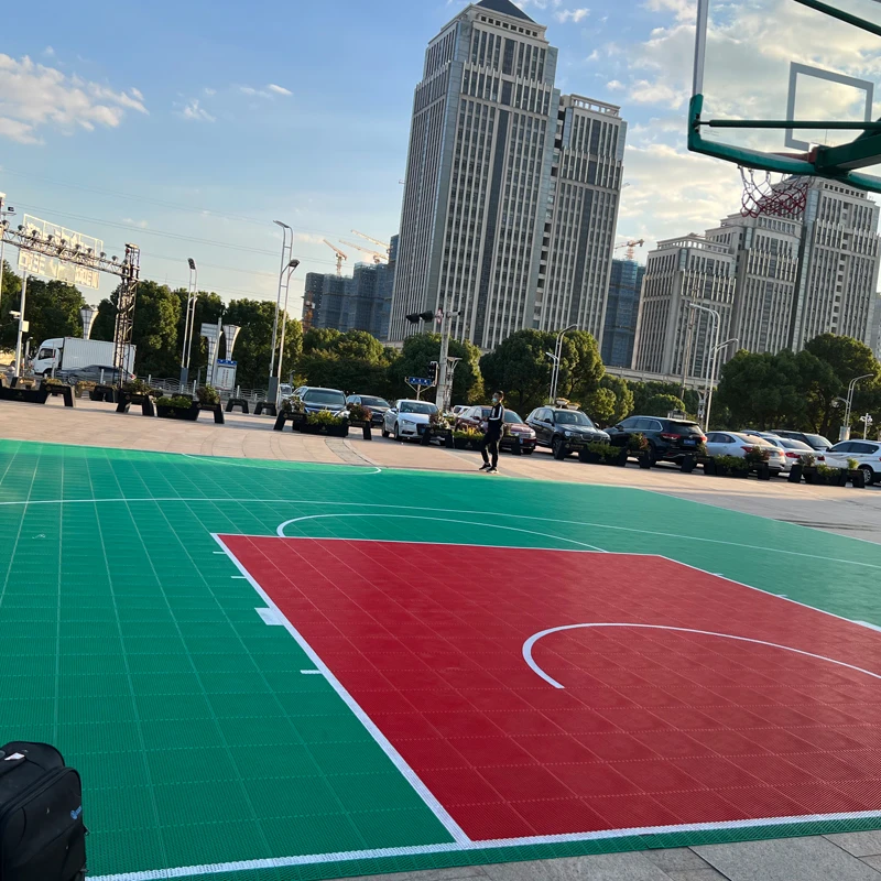 

Beable Interlocking Tiles PP Sport Court Flooring For Outdoor Backyard Basketball Court Training Ground Tiles Have Lines LOGO