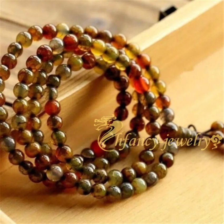 Bracelet Dragon Agate Fragrant Artisan Health 108 Beads Party Bohemian Women Unisex 6mm Mala